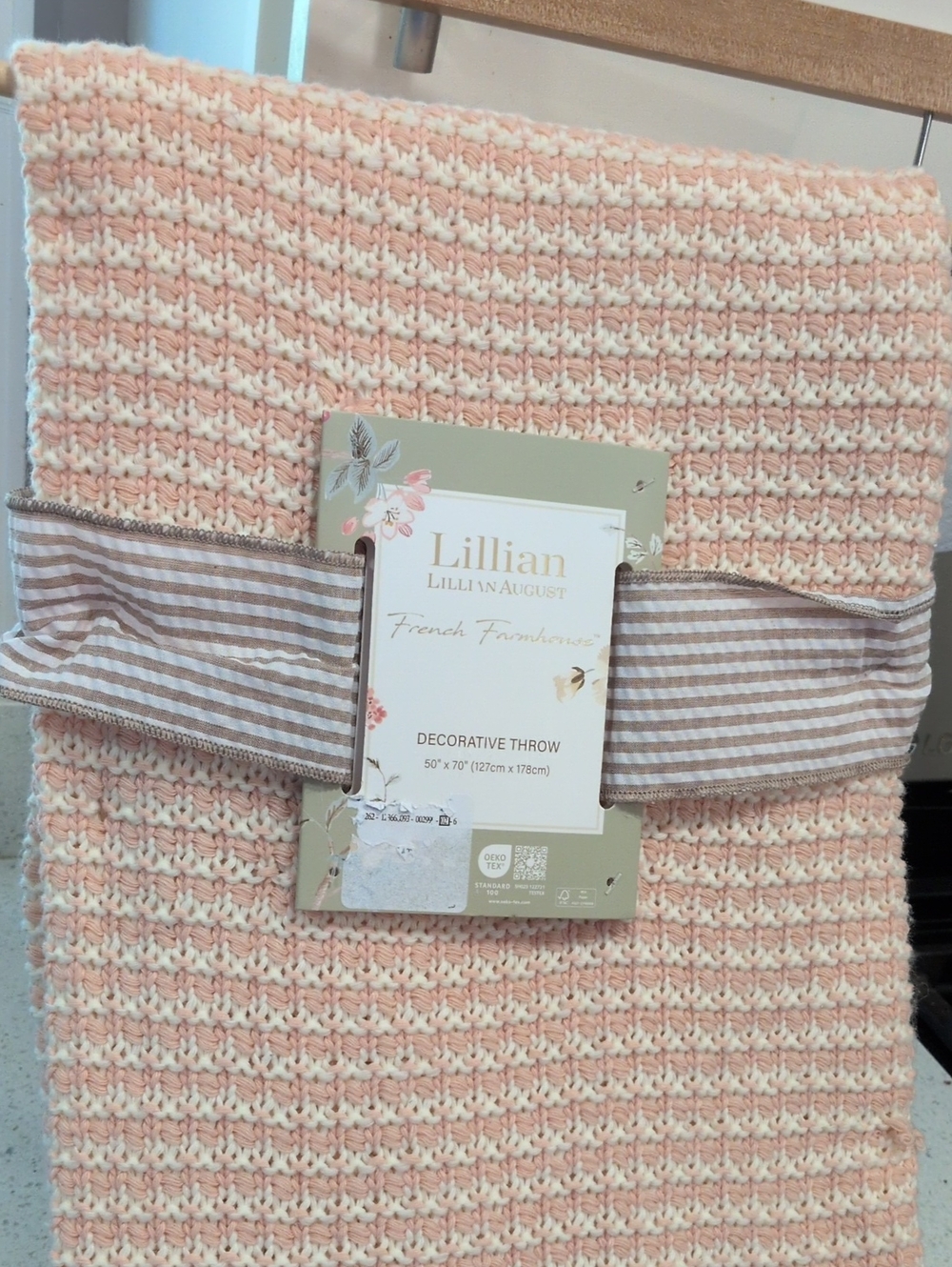 Lillian August Decorative Throw - Pink & Cream French Farmhouse 50x70 Beautiful